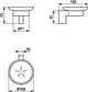 Seifenschale von Ideal Standard mit runder Form. Abmessungen und Montageoptionen sind schematisch dargestellt. Klar strukturierte Zeichnung mit Maßangaben.